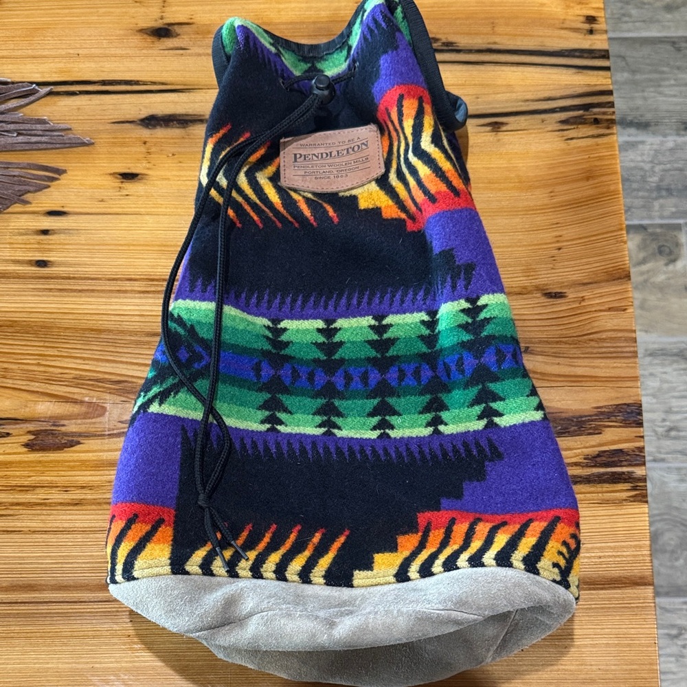 Pendleton Multicolor Woolen Bag With Leather Label - image 2